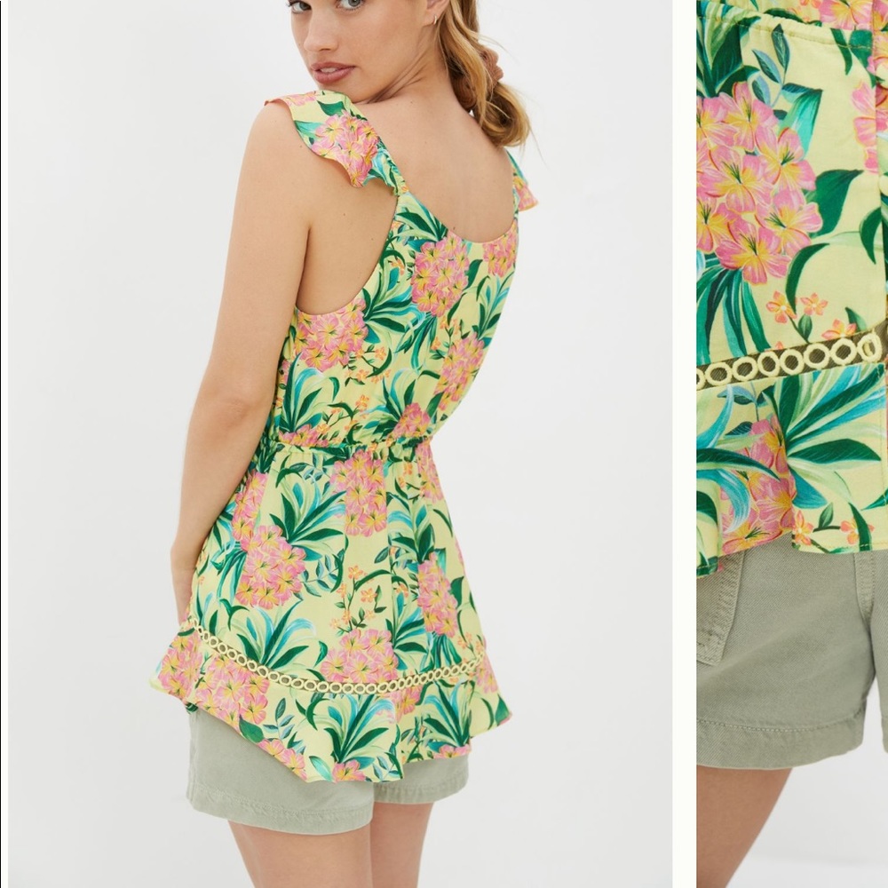 ANTHRO Farm Rio Ruffled Floral Tank - Picture 2 of 14